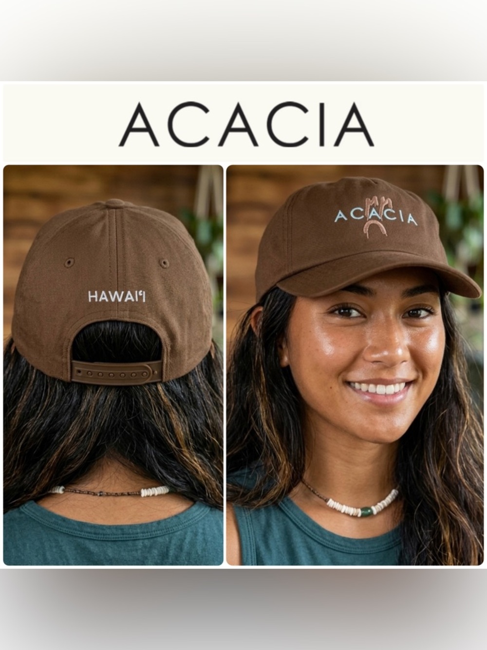 Acacia Swimwear Hawaii ✨ 5-Panel SnapBack Brown Hat • EUC